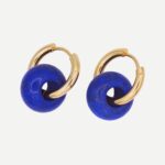 Circle Oorbellen Donker Blauw Rond Trend