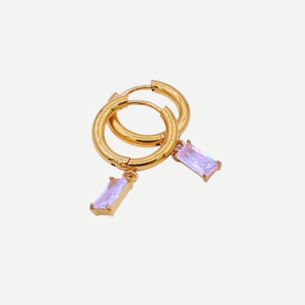 Empire Gouden Diamant Oorbellen Rechthoek