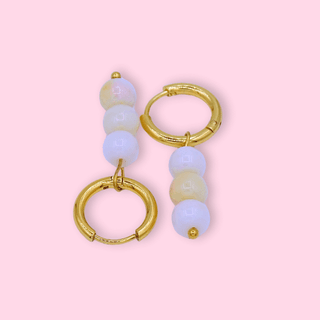 Ivoor oorbellen van natuursteen bij Your Jewelz