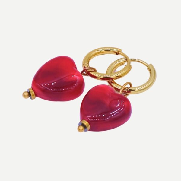 Lucky oorbellen Rood natuursteen