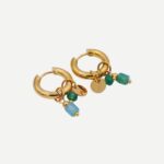 Luna Verde Groen Gouden Oorbellen Speelse Oorbellen bohemian Stainless Steel