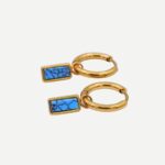 Noelle Gouden rechthoek Blauwe Oorbellen Stainless Steel