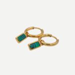 Noelle Gouden rechthoek Groene Oorbellen Stainless Steel 2025