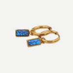 Noelle Gouden rechthoek Oorbellen Stainless Steel Blauw