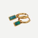 Noelle Gouden rechthoek Oorbellen Stainless Steel Groen