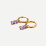 Noelle Gouden rechthoek Oorbellen Stainless Steel Howliet Marmer