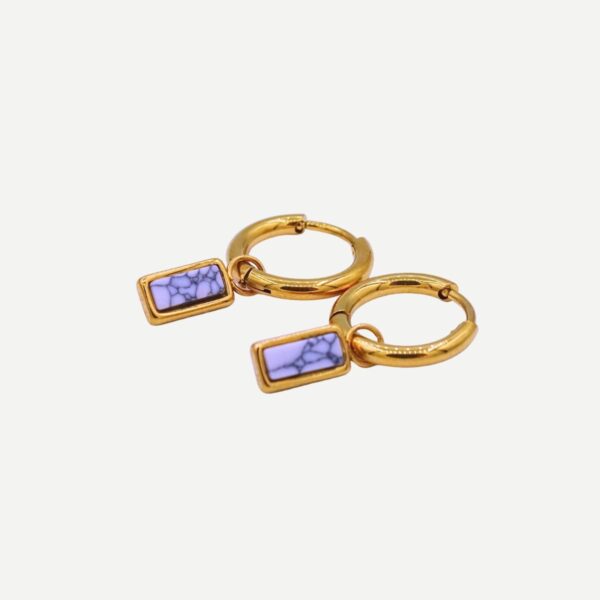 Noelle Gouden rechthoek Oorbellen Stainless Steel Howliet Marmer