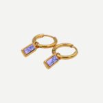 Noelle Gouden rechthoek Oorbellen Stainless Steel Marmer
