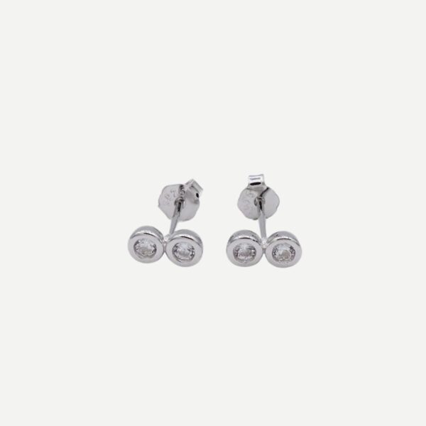 Sparkle 2 Zilveren Oorbellen knopjes Studs