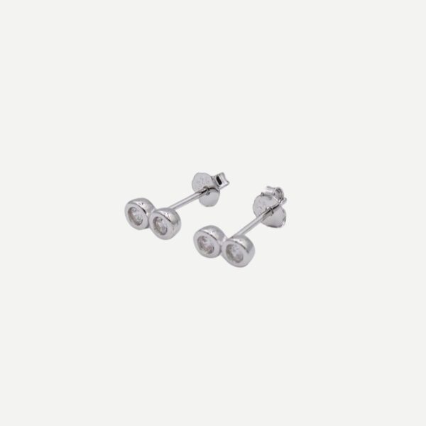 Sparkle 2 Zilveren Studs Oorbellen knopjes