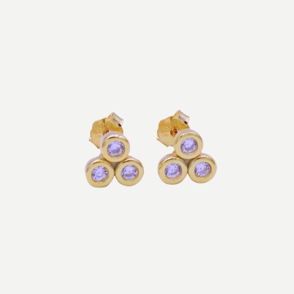 Sparkle 3 Gouden Oorbellen Studs knopjes
