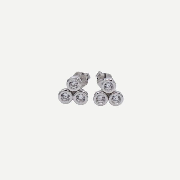 Sparkle 3 Zilveren knopjes Studs Oorbellen
