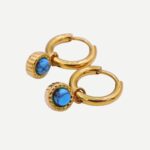 Azzura Gouden oorbellen met turquoise natuursteen Stainless Steel Trendy