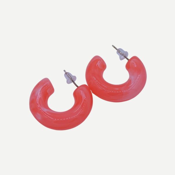 Candy Oorbellen Koraalrood Acryl Chunky Hoops Trend