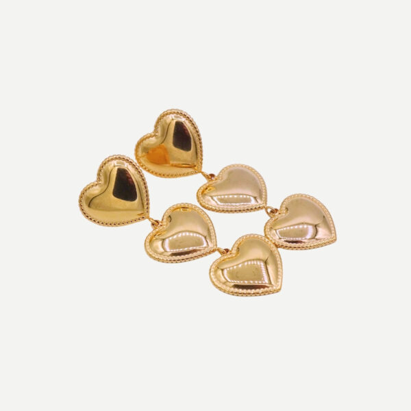 Heartbeats Gouden Oorbellen 3 Hartjes romantische statement oorbellen voor dames