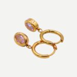 Rosalie Gouden oorbellen met ovale roze edelsteen Stainless Steel