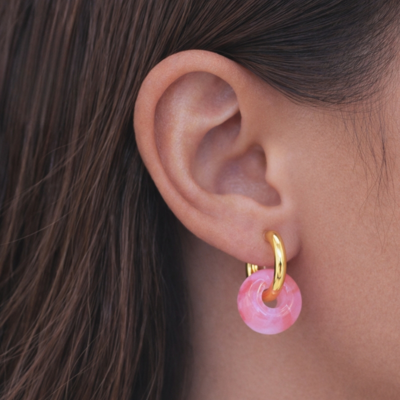 Gekleurde oorbellen Circle small Roze oorbellen